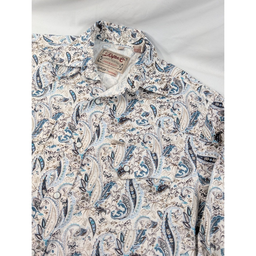 Rafter C Shirt Men's Pearl Snap Western Paisley Pro Flex Performance Sz M Medium